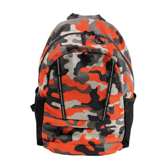 Lands End Camouflage Backpack - Orange/Gray/Black Colorway - Durable 100% Polyes - Picture 1 of 9